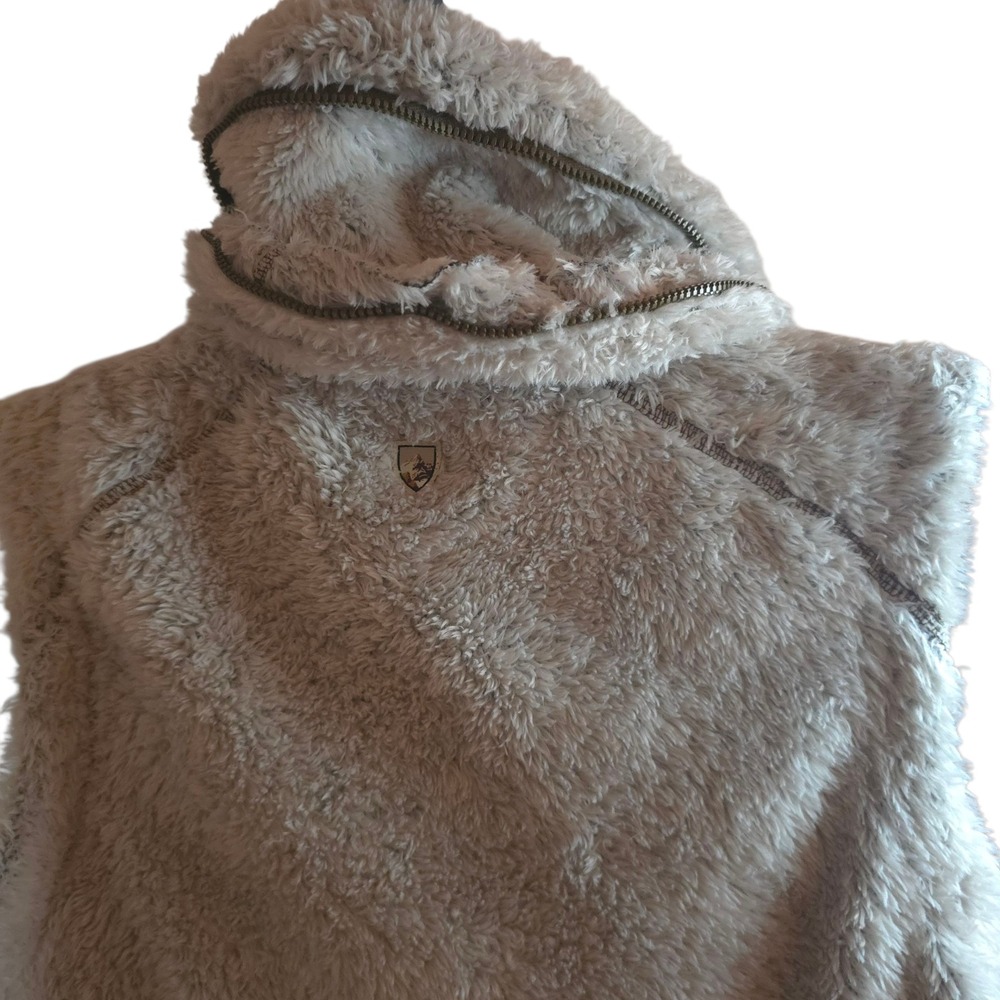 KÜHL Flight Vest Womens S Sherpa Fleece Zip Out Hood Gray‎ Brown Gorpcore Alpine - Picture 12 of 15